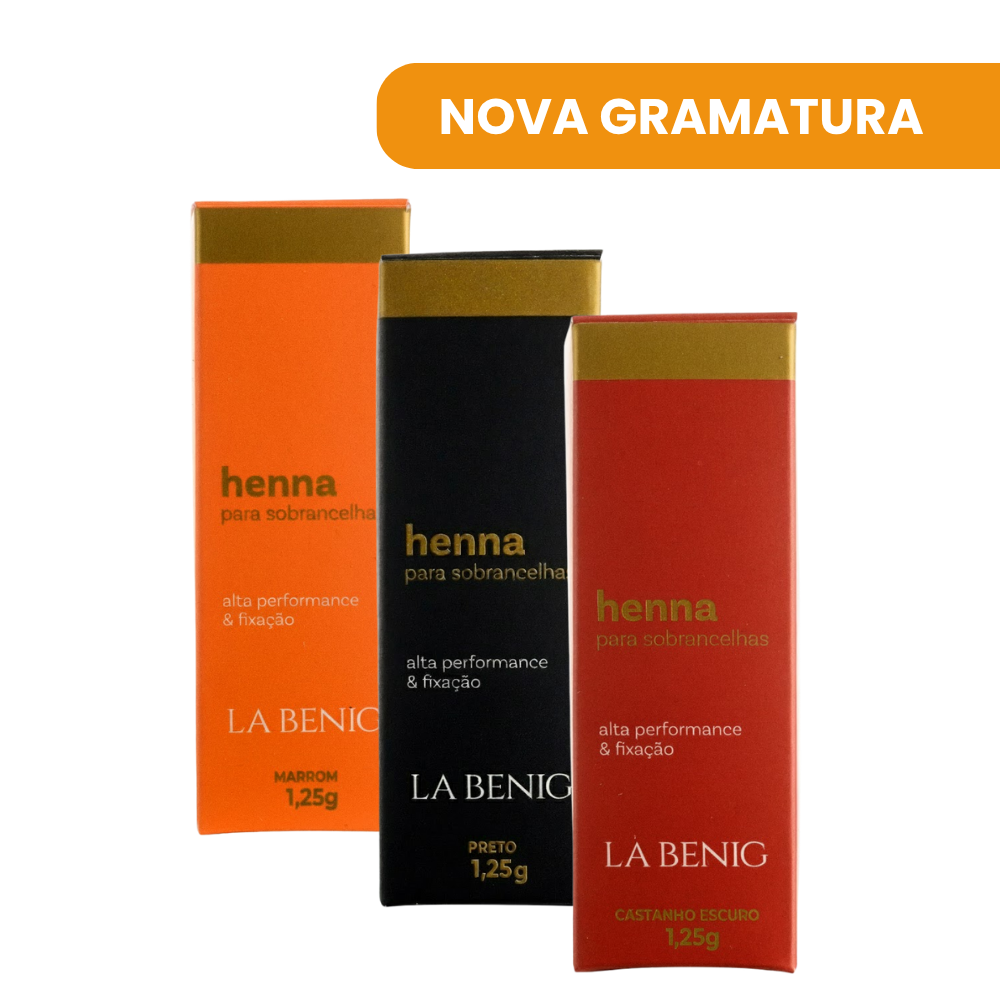 Kit Completo: Skin Care + 3 Hennas 2,5g + Máscara + Super Sérum + Fixador + Removedor + Intense