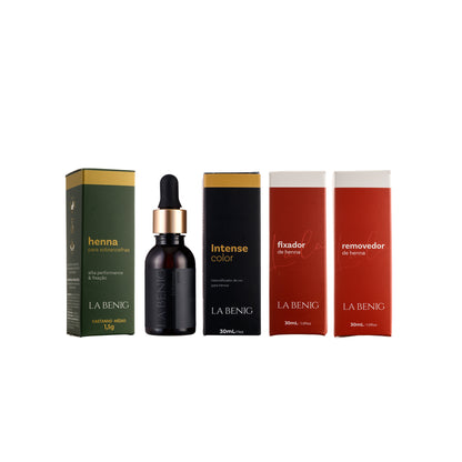 Combo Henna 1,25g + Intense Color + Removedor 30ml + Fijador 30ml
