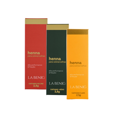 Kit Completo: Skin Care + 3 Hennas 2,5g + Máscara + Super Sérum + Fixador + Removedor + Intense